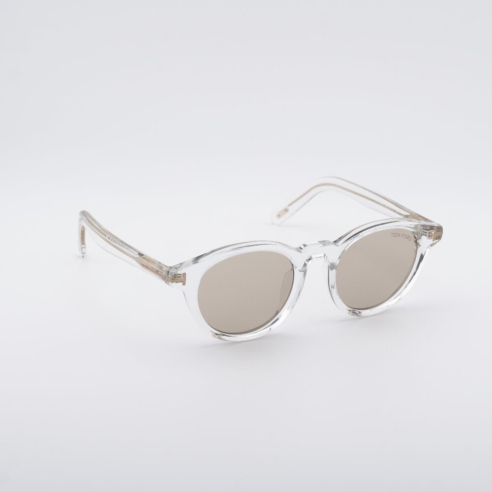 Tom Ford FT1123-D 26E Sunglasses Crystal Round Frame, Brown Lenses